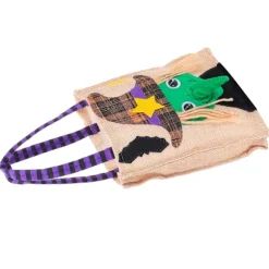 Halloween Tote Taske Gunny Klud med Håndtag 4 Mønstre Thanksgiving Tasker til Trick Treat Opbevaring Hexe