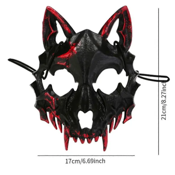Halloween Ulvemaske Skræmmende Dyre Cosplay til Natklub Festival Fancy Dress Hvid Black 21 cm x 17 cm