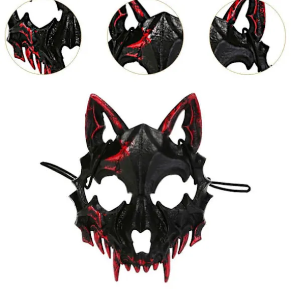 Halloween Ulvemaske Skræmmende Dyre Cosplay til Natklub Festival Fancy Dress Hvid Black 21 cm x 17 cm