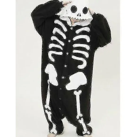 Halloween Unisex Onesie Kigurumi Fancy Dress Kostume Hættetrøjer Pyjamas Sleep Wear-9-1 Skeleton XL for 180-190cm