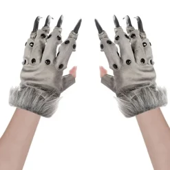 Halloween Varulv Handsker Lange Varulv Hænder Kostume Cosplay Handsker Ulve Klo Hænder Pelsdyr Beast Dyrehandsker Unisex