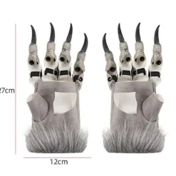 Halloween Varulv Handsker Lange Varulv Hænder Kostume Cosplay Handsker Ulve Klo Hænder Pelsdyr Beast Dyrehandsker Unisex