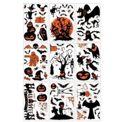 Halloween Vinduesdekorationer, Nem Installation, Charmerende Unikke Designs Premium PVC, Dobbeltsidet Ingen Rester til Hjemmet Supermarkeder Skoler