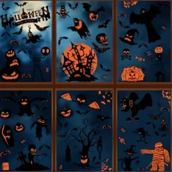 Halloween Vinduesdekorationer, Nem Installation, Charmerende Unikke Designs Premium PVC, Dobbeltsidet Ingen Rester til Hjemmet Supermarkeder Skoler