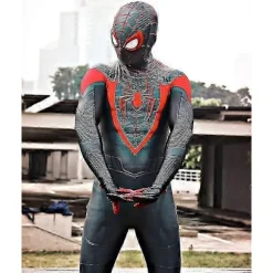 Halloween Voksne Børn Miles Morales Ps5 Spiderman Peter Parker Superhelt Cosplay Kostume Heldragt Zentai Anden Hud Fest E-Perfet A Removable mask XL | Fyndiq