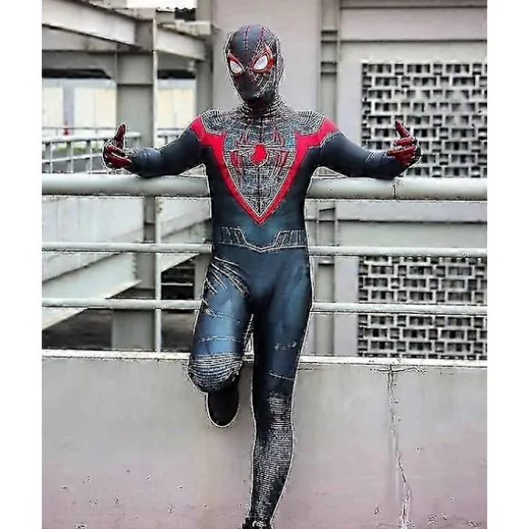 Halloween Voksne Børn Miles Morales Ps5 Spiderman Peter Parker Superhelt Cosplay Kostume Heldragt Zentai Anden Hud Fest E-Perfet A Removable mask XL | Fyndiq