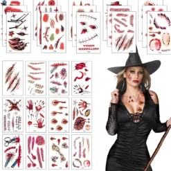 Halloween Zombie Makeup Tatoveringer, Falske Ar Sår Midlertidige Klistermærker Blod Sår Sting Realistisk Mønster Vampyr Bidmærker Voksne Børn Klovn Prank Ma | Fyndiq