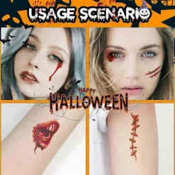 Halloween Zombie Makeup Tatoveringer, Falske Ar Sår Midlertidige Klistermærker Blod Sår Sting Realistisk Mønster Vampyr Bidmærker Voksne Børn Klovn Prank Ma | Fyndiq