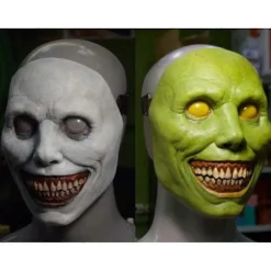 Halloween Zombie Maske Smilende Dæmoner Den Onde Cosplay Rekvisit Skræmmende Maske Realistisk Maskerade Maske Spøgelse Skræmmende Maske (LGL) white