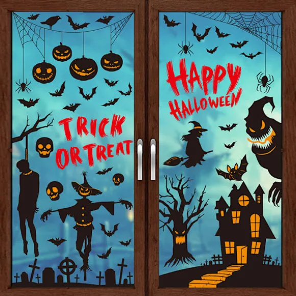 Halloween-fest dekoration klistermærker heks jack-o-lantern flagermus edderkop