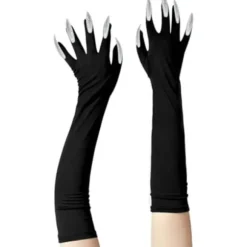 Halloweenhandsker, Kostumehandsker med kløer, Halloween, Cosplay, Handsker, Monster, Halloween, Pote, Lange Neglehandsker, Sølv