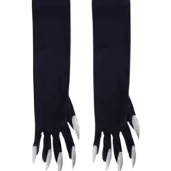 Halloweenhandsker, Kostumehandsker med kløer, Halloween, Cosplay, Handsker, Monster, Halloween, Pote, Lange Neglehandsker, Sølv