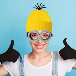 Halloween-kostume Beaniehue Minion-briller Handsker Maskeradekostume Despicable Me Cosplay Tilbehør Voksen