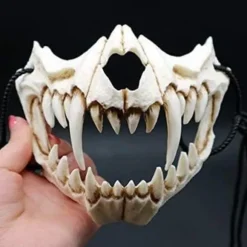 Halloween-kostume Halvskallemaske Cosplay-kostume Skelet-halvmaske Varulvemaske Harpiksmaske