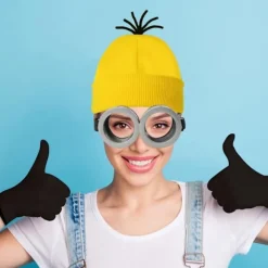 Halloweenkostume Hue Minion-briller Handsker Udklædning Dumme Mig Cosplay Tilbehør Voksen