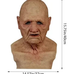 Halloween-latexmaske - Gammel mand Dekor Realistisk Ansigtsmaske til Menneskelig Rynke-FA- A