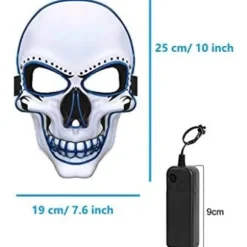 Halloween-maske LED, dødningehovedmaske, ufarlig LED-maske med 3 blink