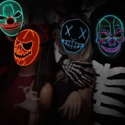 Halloween-maske, LED-maske med 3 blinkende tilstande kraniemaske til børn