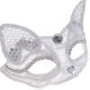 Halv Blonde til Par Ræv Halv Maske Vintage Halv Maske Maskerade Fest Dekorationer til Halloween Mardi Gras Maskerade Fest 1 stk (Hvid)