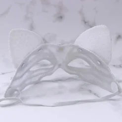 Halv Blonde til Par Ræv Halv Maske Vintage Halv Maske Maskerade Fest Dekorationer til Halloween Mardi Gras Maskerade Fest 1 stk (Hvid)