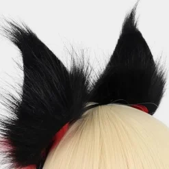 HAOAN Dyreimitation Pels Ræv Ulv Øre Hårbånd Pelsagtigt Håndlavet Hårbånd Hovedbeklædning Kostume Cosplay Tilbehør Blackbrown