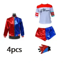 Harley Quinn Cosplay Kostume 4-delt sæt til kvinder og børn 4 i 1 sæt 4 i 1 sæt 140_yux 4 in 1 Set 140