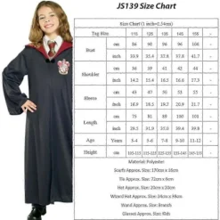 Harry Potter 6 stk. Sæt Magisk Troldmand Cosplay Udklædning Kappe Kåbe Kostume Red 155cm (11-12 years)