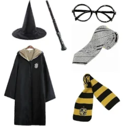 Harry Potter 6 stk. Sæt Magisk Troldmand Cosplay Fancy Dress Kappe Kappe Kostume-2025-lingling} Yellow 85cm