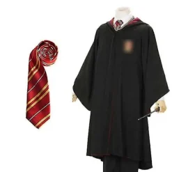 Harry Potter Magisk Kåbe Sæt, Halloween Cosplay Kostume Kappe, Troldmandsuniform til Voksne, Festforestilling Magisk Kappe Outfit Red Large