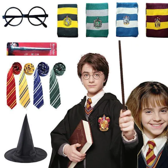 Harry Potter troldmandsgevandter sæt - syv-delt Gryffindor kostumesæt
