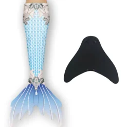 Havfruehale med Monofinne i Lyseblå til Piger lyseblå lyseblå{ROG} light blue 140