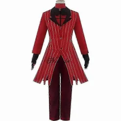 Hazbin Cosplay Hotel Alastor Uniform Cosplay Kostume Mænd Kvinder Halloween Kostume Komplet Sæt (jakke+bukser+skjorte+slips+handsker+paryk) - FKB XXL ALASTOR Cosplay | Fyndiq