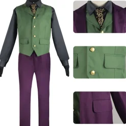 Heath Ledger Cosplay Kostume Halloween Mænd Film The Dark Knight Joker Kostume Lilla Jakke Komplet Sæt M