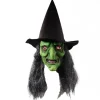 Hekseansigtsmaske med hår og hat, latex, gammel hekseansigtsmaske, Halloween-fest, skræmmende heksekostume, udklædningsrekvisitter