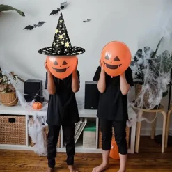Heksehat Børn, 34x37cm Femtakket Stjerne Heksehat til Børnekostume & Cosplay Halloween Heksehat Halloween Fest Gårdsdekoration Black
