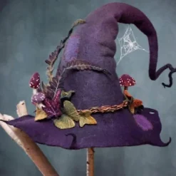 Heksehat med blomsterranke Cosplay Kostumetilbehør til Halloween [JUN] Lilla Purple
