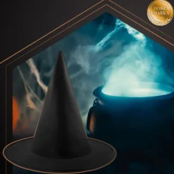 Heksehat, sort polyester, universel størrelse, Halloween