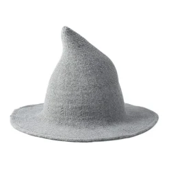 Heksehat til kvinder (grå 56-58 cm), uldhat til voksne, festtilbehør til Halloween, camouflage-rollehat