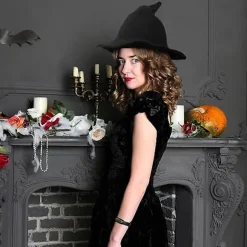 Heksehatte i strikket uld til kvinder, til Halloween-fest, maskebal
