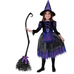 Heksekost med bånd til børn Halloween onde hekse kosteskaft med farvet bånd foto Halloween dekorationer