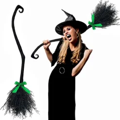 Heksekost med bånd til børn Halloween onde hekse kosteskaft med farvet bånd foto Halloween dekorationer