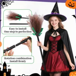 Heksekoste Mesh Dekoration til Halloween Fester og Håndlavede Projekter