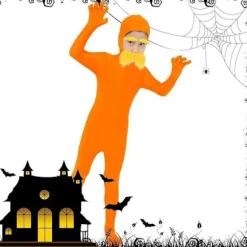 Helkrops spandexdragt med ansigtsåbning til Halloween, hekse og Halloweenfester, leveres med en falsk overskæg som gave 150