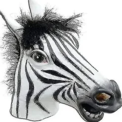 Helmaske Zebra Latex Dyremaske Gys Halloween Cosplay Party Kostume, Gummimasker