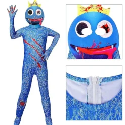 Helt regnbuevenner kostume til børn voksne blå monster Wiki Cosplay Horror spil Halloween jumpsuit festtøj med hovedbeklædning -a Style A Size 130