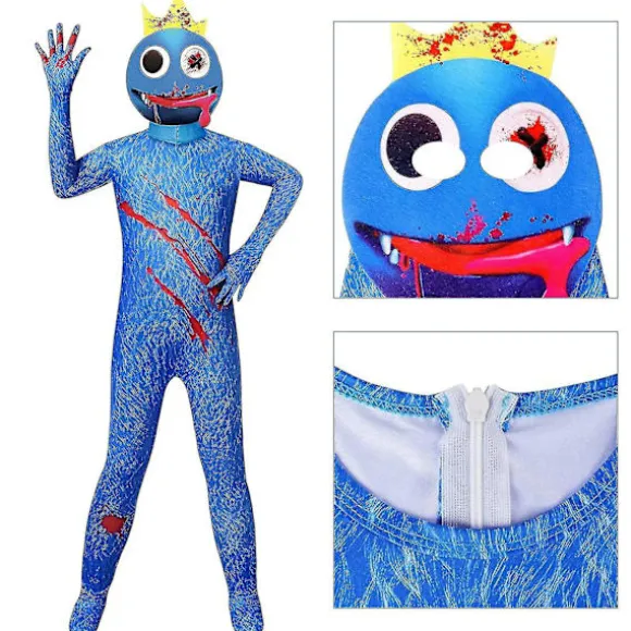Helt regnbuevenner kostume til børn voksne blå monster Wiki Cosplay Horror spil Halloween jumpsuit festtøj med hovedbeklædning -a Style A Size 130