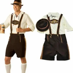 Herr Bayerska Lederhosen Tyske Oktoberfest Traditionelle Shorts Øl Mand Kostume M-FA- M