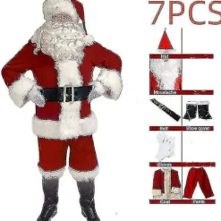 Herre Julemandskostume Voksen Julemandskostume Julemandssæt 7pcs S