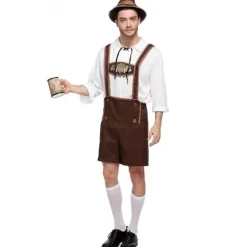Herre Oktoberfest Festkostume Tysk Bayersk Ølmand Lederhosen Traditionel Maskerade Kostume M