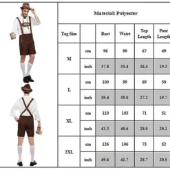 Herre Oktoberfest Festkostume Tysk Bayersk Ølmand Lederhosen Traditionel Maskerade Kostume M